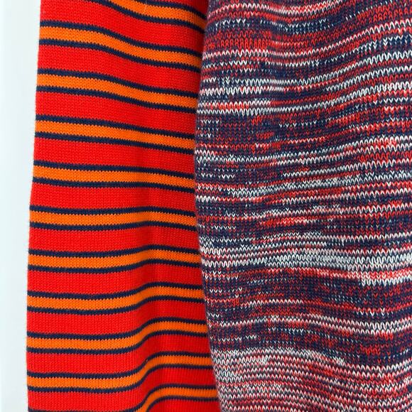 GAP 100% Cotton Marled Crewneck Sweater Stripe Sleeves Red Navy Womens Sz Large - Picture 11 of 11